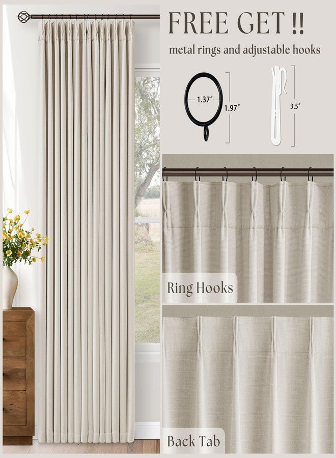 TWODRAPES 90 Inch Pinch Pleated Blackout Linen Curtains for Bedroom 2 Panels Memory Trained 100% Black Out Soundproof Room Darkening Natural Cream Ivory Birch Window Curtains Double Layer Pinch Pleat Drapes - Image 5